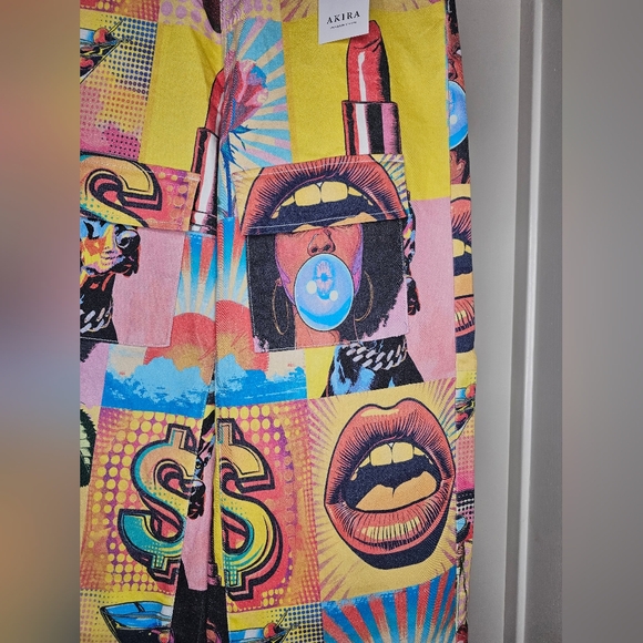 AKIRA Electric Printed Denim Cargo Pants - Picture 3 of 16